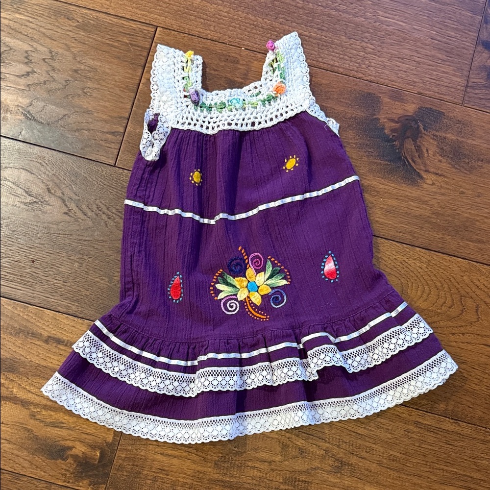 Purple Embroidered Girls Aruba Dress floral size 3T